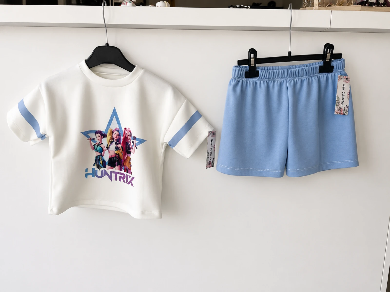 💙 Ensemble enfant Huntrix bleu – T-shirt + Short 💙